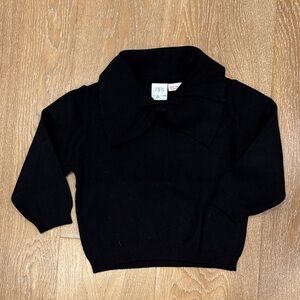 Zara Girl’s Black Knit Sweater with Bow Collar